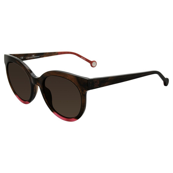 Carolina Herrera Women's Round Brown Horn Sunglasses - Picture 1 of 3